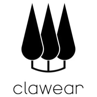Black silhouette logo of three stylized trees with the brand name ’clawear’ beneath.
