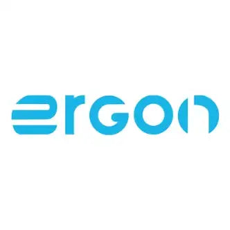 Blue ’ergon’ logo on white background