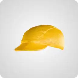A bright yellow mesh cycling cap with a curved brim and structured panels.