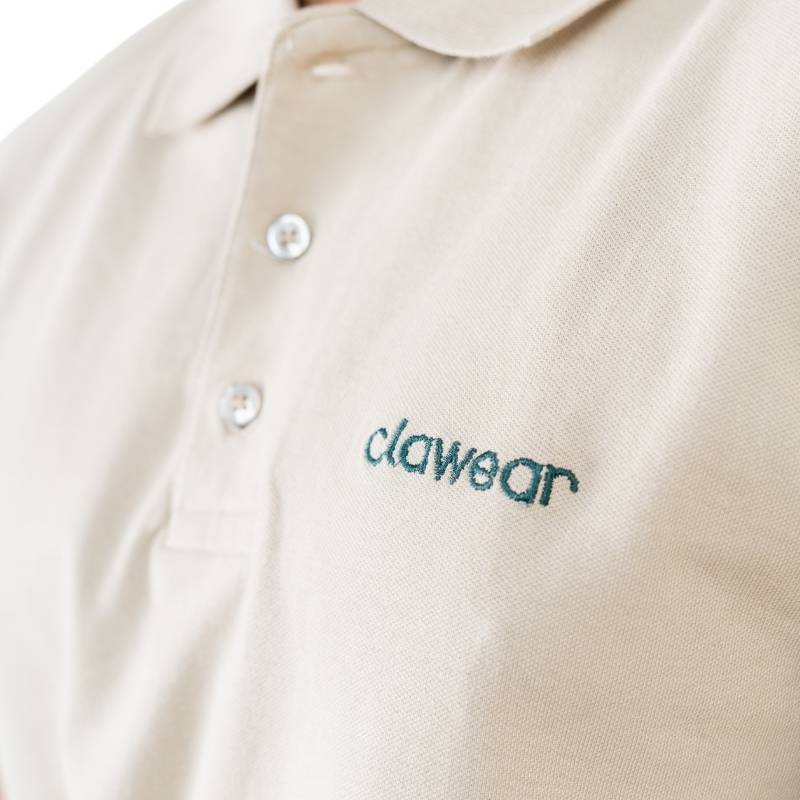 Clawear Men's Bandhavgarh Polo T-shirt in navy, featuring a classic collar and short sleeves, displayed on a hanger.