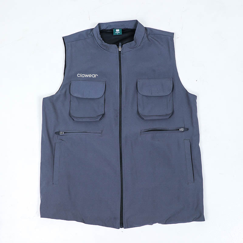 Clawear Men’s Corbett 2.0 vest jacket in gray, featuring a sleeveless design with a front zipper and padded details.