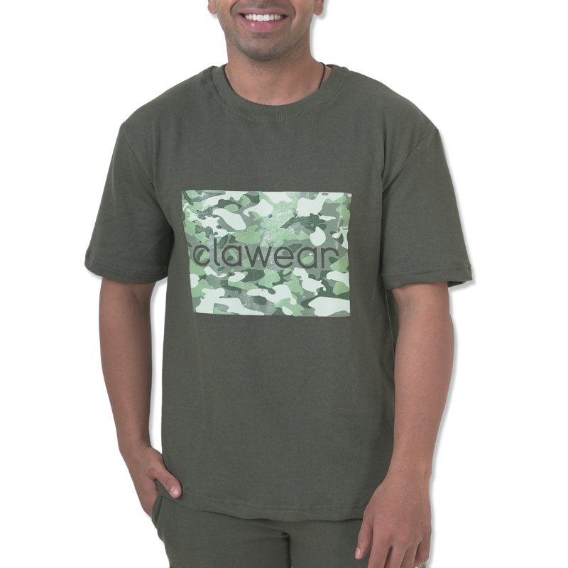 Clawear men's Hemis T-shirt in green, casual short-sleeve tee with a simple design, made from comfortable fabric.