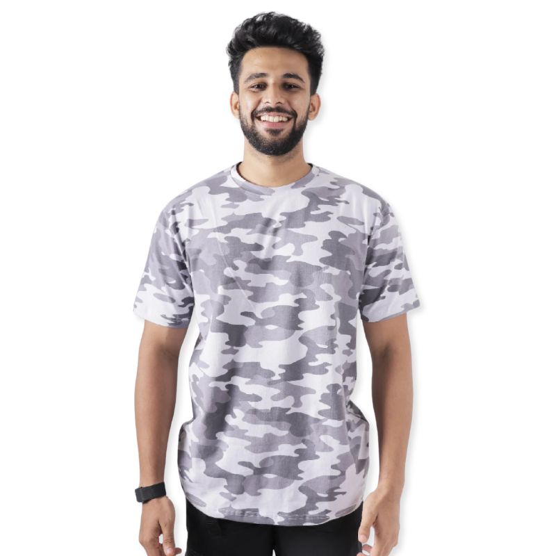 Clawear Men’s Jhalana Half Sleeves Round neck T-shirt - Black Camo / S - T-shirt