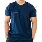 Clawear men's Jhalana T-shirt with side zip, blue color, casual fit, featuring a modern design and short sleeves.