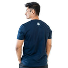 Clawear men's Jhalana T-shirt with side zip, blue color, casual fit, and stylish design, displayed on a hanger.