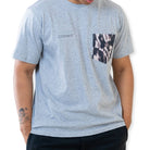 Clawear men's Kaziranga T-shirt with pocket in grey, featuring a casual fit and comfortable fabric.