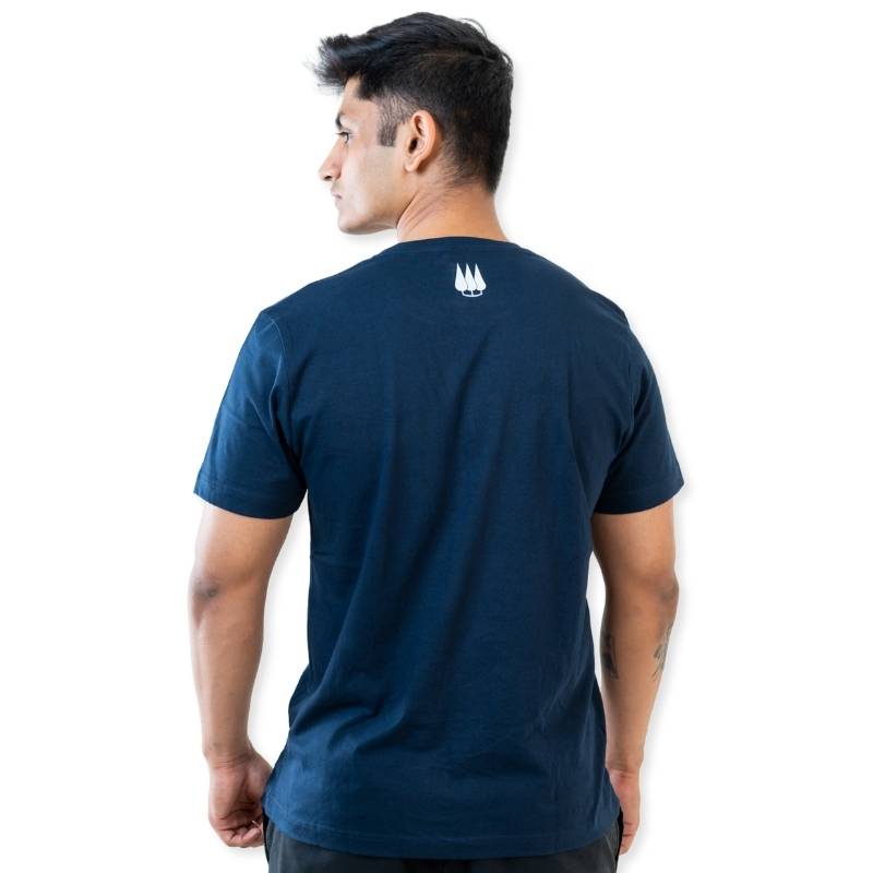 Blue Clawear Kaziranga men's T-shirt with a front pocket, casual fit, soft fabric, and subtle branding details.