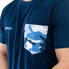 Blue Clawear Kaziranga men's T-shirt with pocket, featuring a casual fit and front chest pocket design.