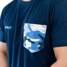Blue Clawear Kaziranga men's T-shirt with pocket, featuring a casual fit and front chest pocket design.