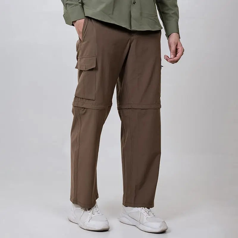 Clawear men's Kuno convertible cargo pants in brown, featuring multiple pockets and adjustable features for versatile wear.