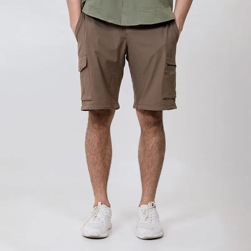 Clawear men's Kuno convertible cargo pants in brown with multiple pockets and adjustable features, casual and functional outdoor wear.