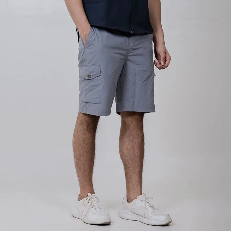 Clawear men's Mara cargo shorts in gray, featuring multiple pockets and a relaxed fit, ideal for casual outdoor wear.