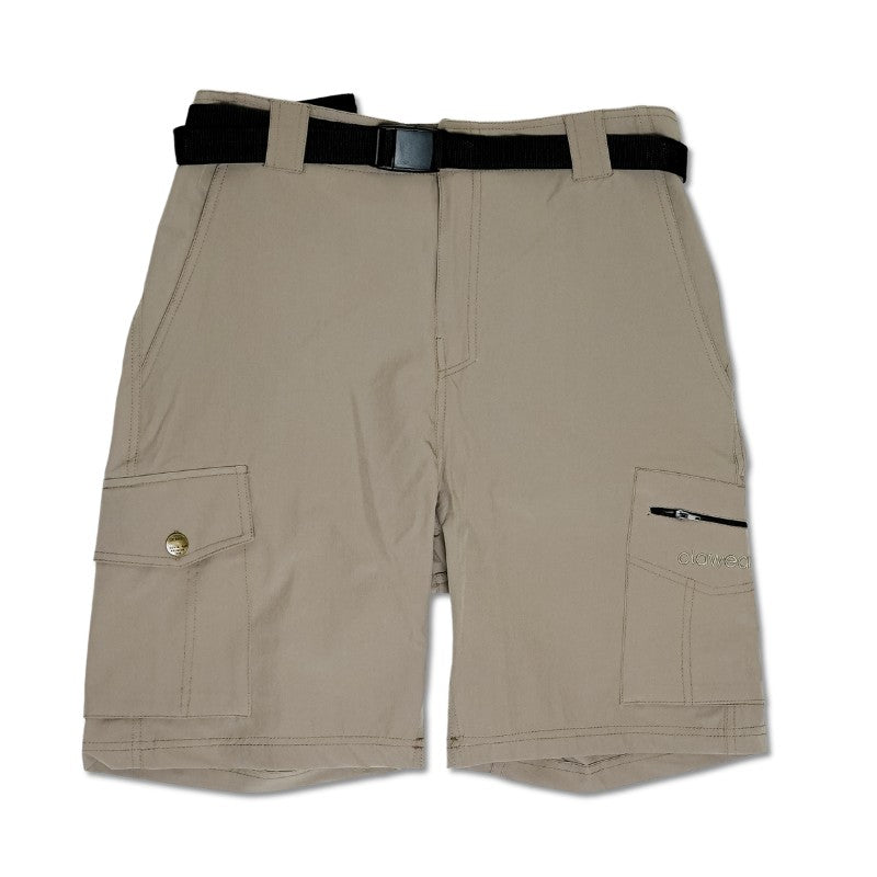 Clawear Men's Mara Cargo Shorts in olive green with multiple pockets, casual fit, and adjustable waistband.
