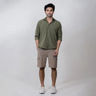 Clawear men's Mara cargo shorts in khaki, featuring multiple pockets and a relaxed fit, ideal for casual outdoor wear.