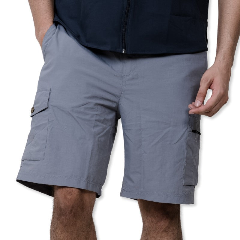 Clawear men's Mara cargo shorts in gray, featuring multiple pockets and a relaxed fit, perfect for casual wear.