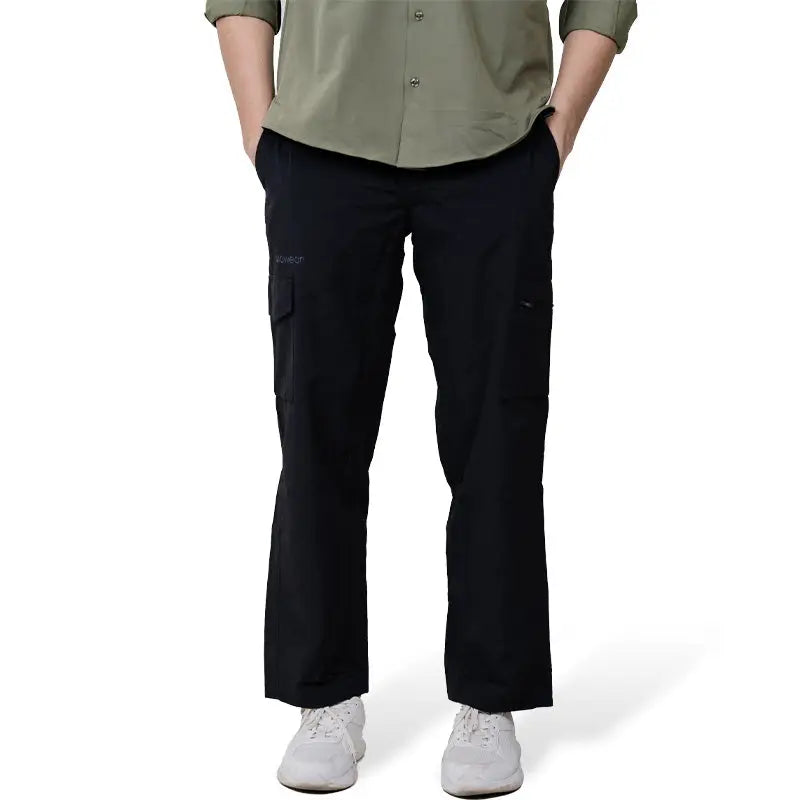Clawear men's Masai cargo pants in black, featuring multiple pockets and a relaxed fit, made from durable fabric.