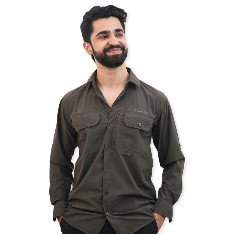 Clawear Men’s Nilgiris Full Sleeves Airvent Shirt - Dark Grey / S - Shirt