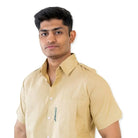 Clawear men's Ranthambore half sleeve shirt in earthy tones, featuring a casual design with a collar and button-down front.