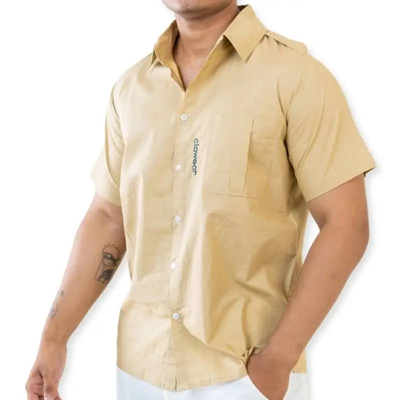 Clawear men's Ranthambore half sleeve shirt with a stylish print, featuring a relaxed fit and casual design.