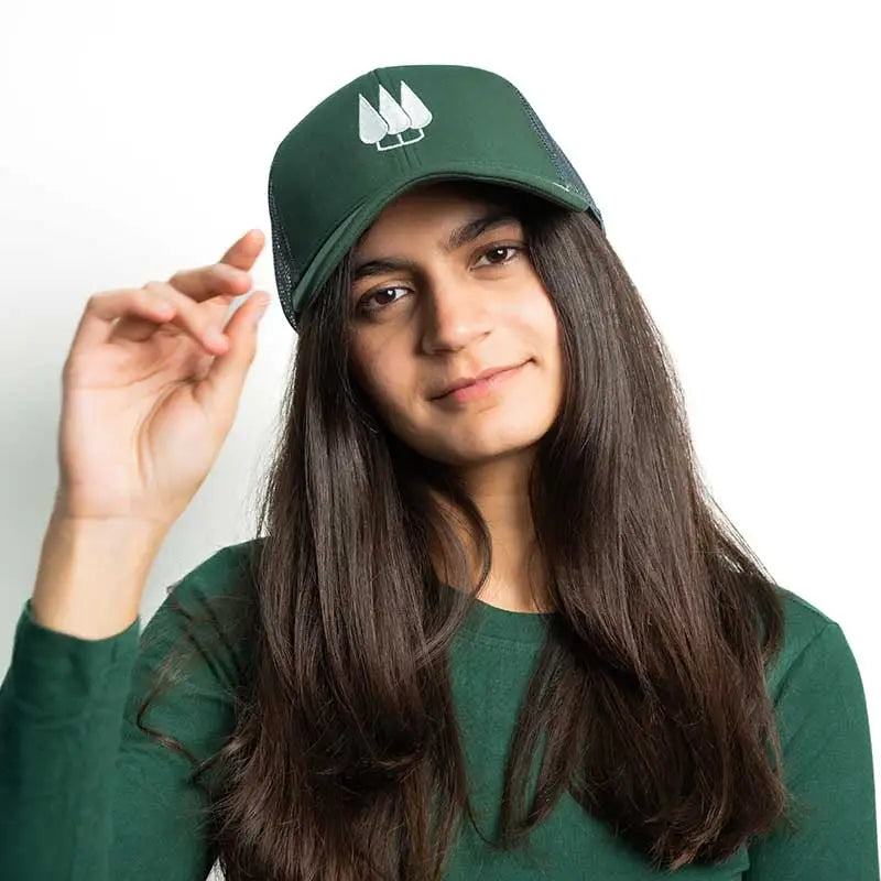 Clawear Unisex Teak Trucker Cap with Breathable Mesh - Green - Headwear