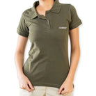 Green Clawear Women's Jawai Polo T-shirt featuring a classic polo collar and short sleeves, displayed on a white background.