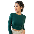 Green Clawear Women's Kabini Crop Top with full sleeves, stylish T-shirt design, perfect for casual wear.