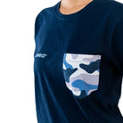 Clawear Women's Kaziranga T-shirt with pocket in blue, featuring a casual fit and front pocket design.