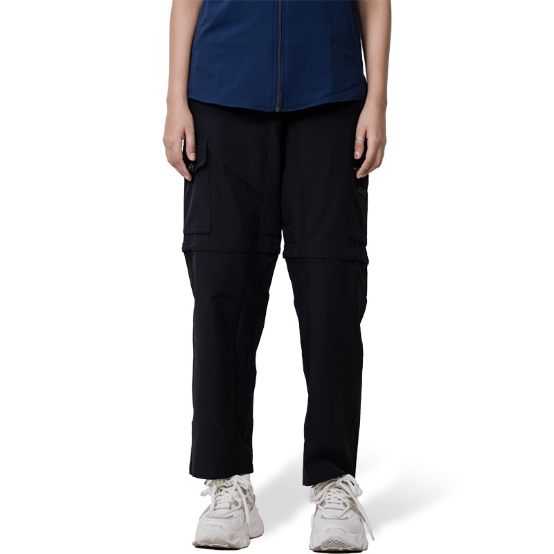 Clawear Women's Kuno Convertible Cargo Pants in black, featuring multiple pockets and adjustable design for versatile wear.