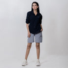 Clawear Women's Mara Cargo Shorts in gray, featuring multiple pockets and relaxed fit, suitable for casual outdoor wear.
