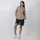Clawear Women's Mara Cargo Shorts in green, lightweight casual shorts with multiple pockets, high-waisted fit and relaxed style.