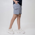 Clawear Women's Mara Cargo Shorts in gray, featuring multiple pockets and relaxed fit, ideal for casual wear.