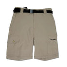 Clawear Women's Mara Cargo Shorts shown in beige with multiple pockets and relaxed fit, suitable for casual wear.