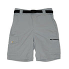 Clawear Women's Mara Cargo Shorts in gray fabric, featuring multiple pockets and a relaxed fit for casual wear.