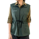 Clawear Women's Sundarbans utility vest jacket in green with multiple pockets and adjustable straps, casual outdoor wear.