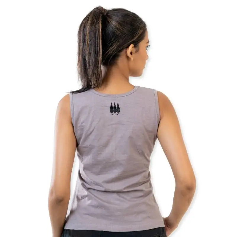 Clawear Women's Tadoba Tank Top, light grey T-shirt with sleeveless design, casual fit, and soft fabric.