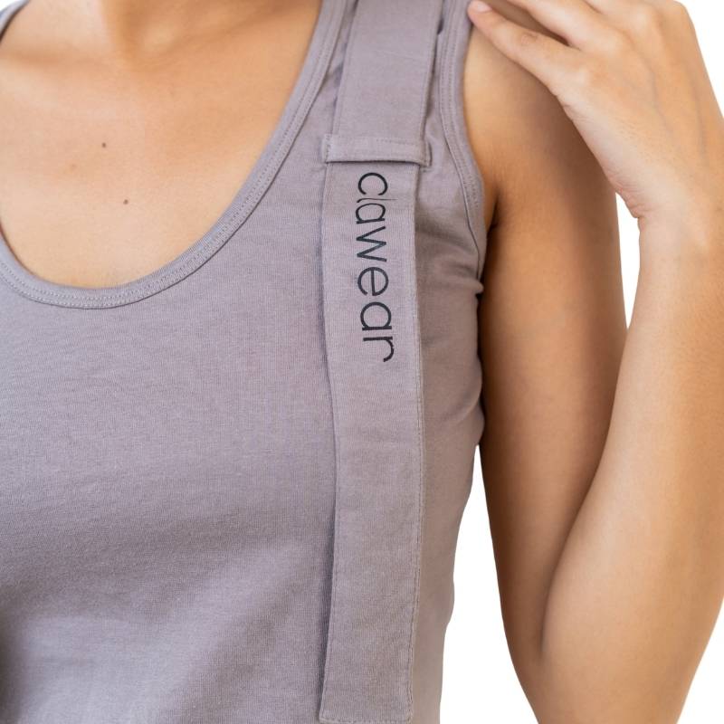 Clawear Women's Tadoba Tank Top in grey, stylish T-shirt with a comfortable fit and sleeveless design.