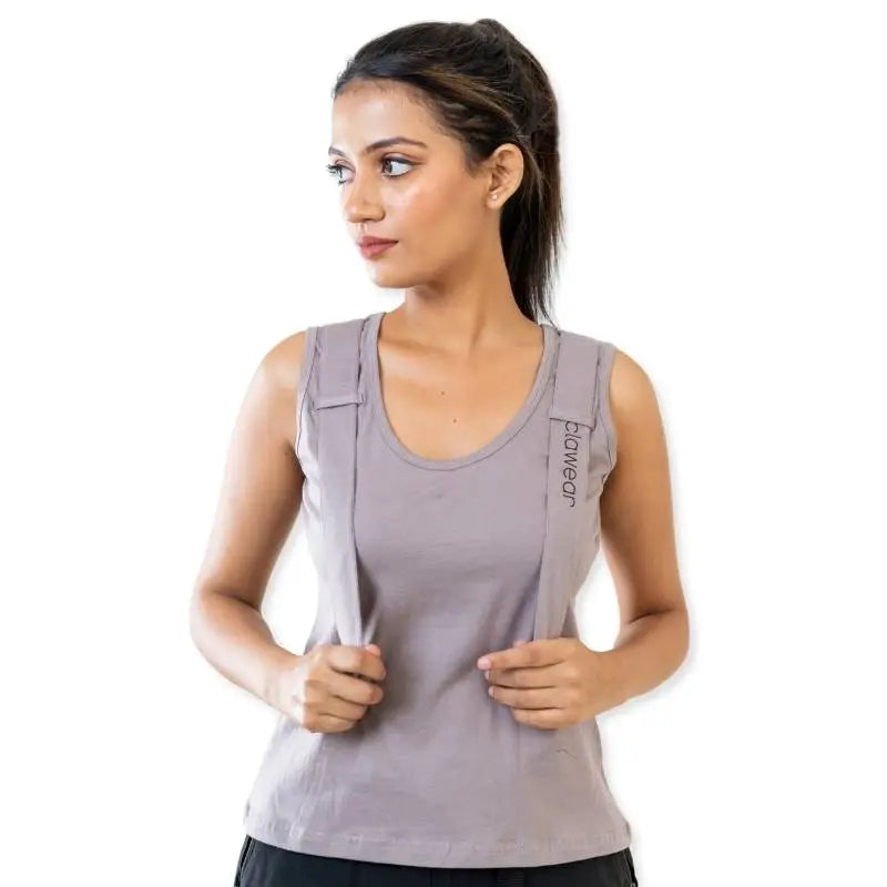 Clawear Women's Tadoba Tank Top, gray T-shirt with sleeveless design and round neckline, casual and comfortable fit.