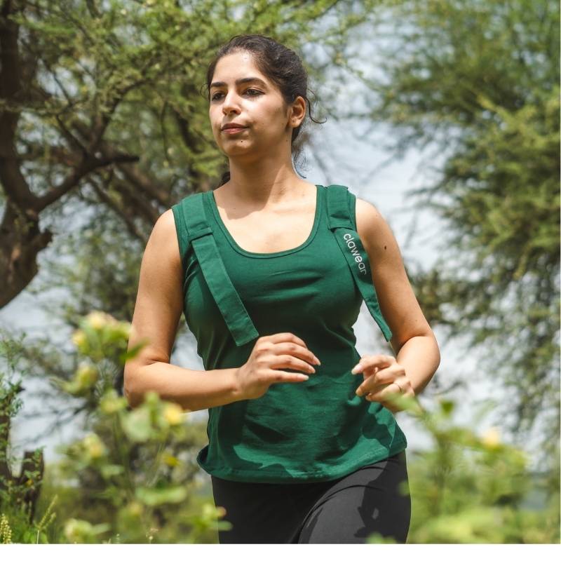 Green Clawear Women's Tadoba Tank Top, casual sleeveless T-shirt with a comfortable fit and stylish design.