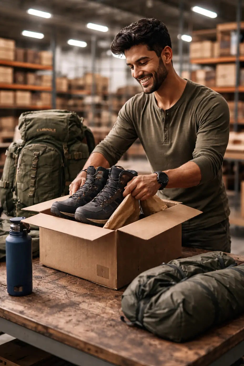 Dark gray, rugged hiking boots with reinforced stitching and a durable rubber sole.