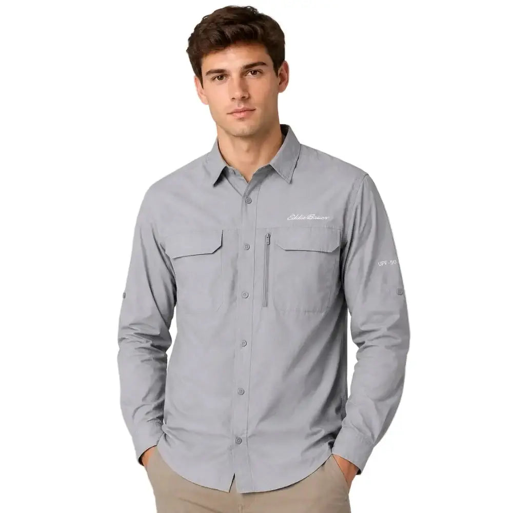 Eddie Bauer Men’s Waypoint UPF-50 Shirt - Light Grey / S - Shirt