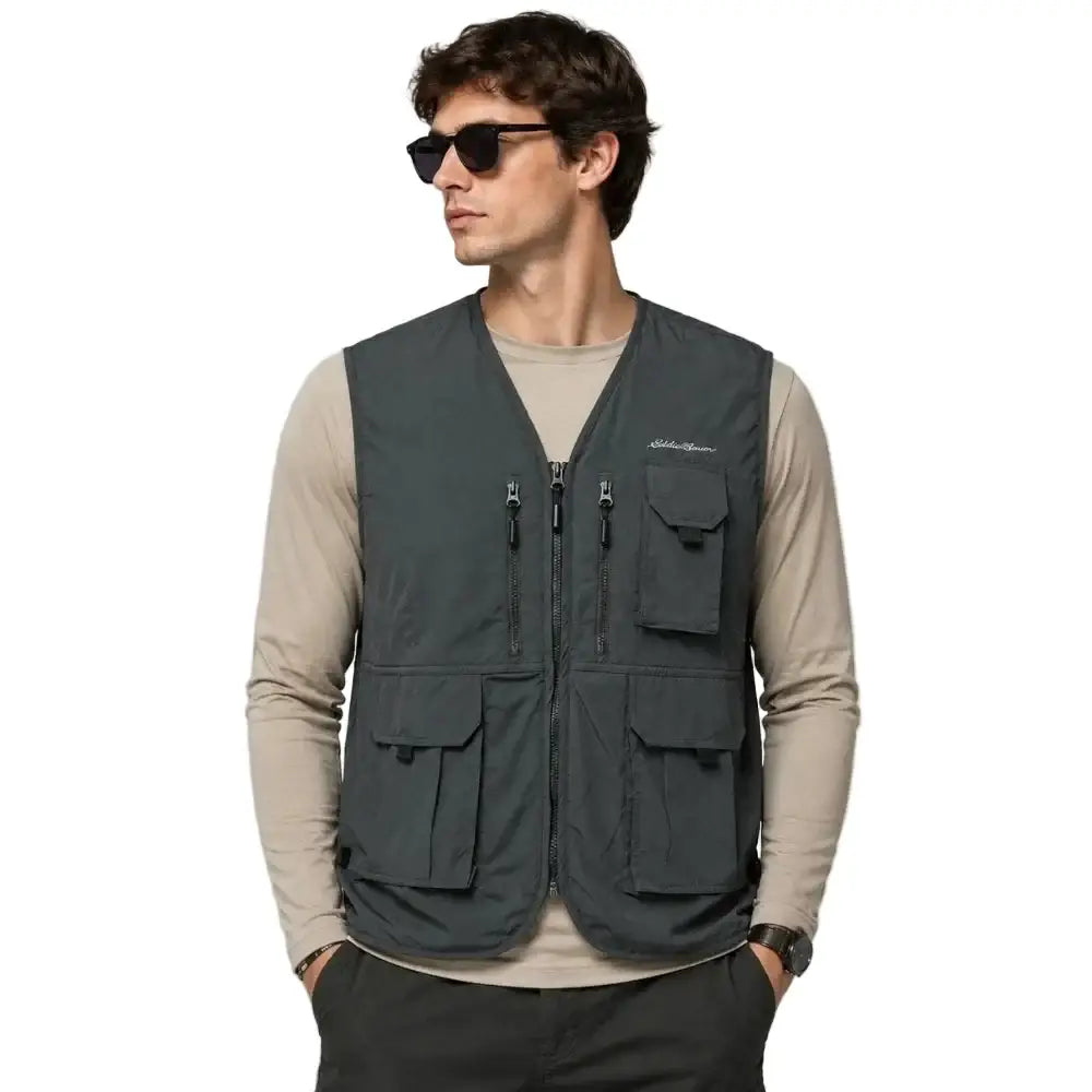 Eddie Bauer Unisex Pathfinder 8-pocket Travel Vest - Dark Grey / S - Vest