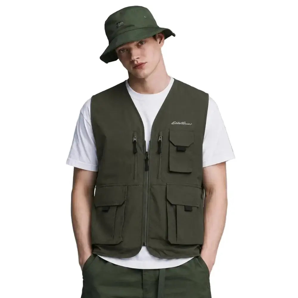 Eddie Bauer Unisex Pathfinder 8-pocket Travel Vest - Military Olive / S - Vest
