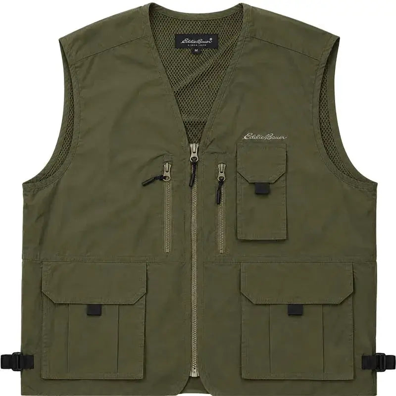 Eddie Bauer Unisex Pathfinder 9-pocket Travel Vest - Military Olive / S - Vest