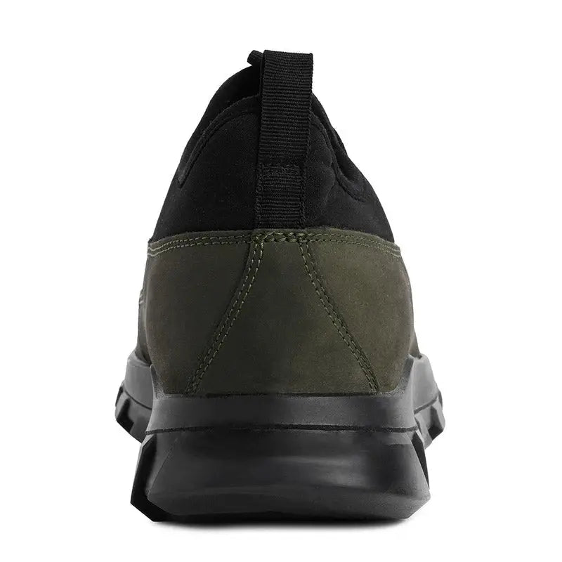Ergon men's outdoor water-resistant leather shoes in gray, featuring durable design and sturdy soles for outdoor activities.