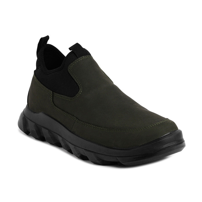 Ergon men's outdoor water-resistant leather shoes in gray, featuring durable construction and rugged outsole for outdoor activities.