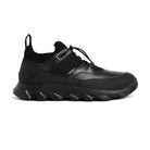 Black Ergon men's outdoor water-resistant leather shoes with sturdy soles, suitable for hiking and outdoor activities.