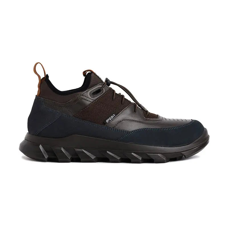 Ergon men's outdoor water-resistant leather shoes in brown, featuring durable design and sturdy soles for outdoor activities.