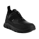 Black Ergon men's outdoor water-resistant leather shoes with sturdy soles and classic design, suitable for outdoor activities.