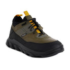 Ergon men's outdoor water-resistant leather shoes in green, showing durable upper and rugged sole for outdoor activities.