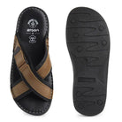 Ergon Men's Spring Field outdoor leather slipper showing brown leather exterior and comfortable slip-on design.